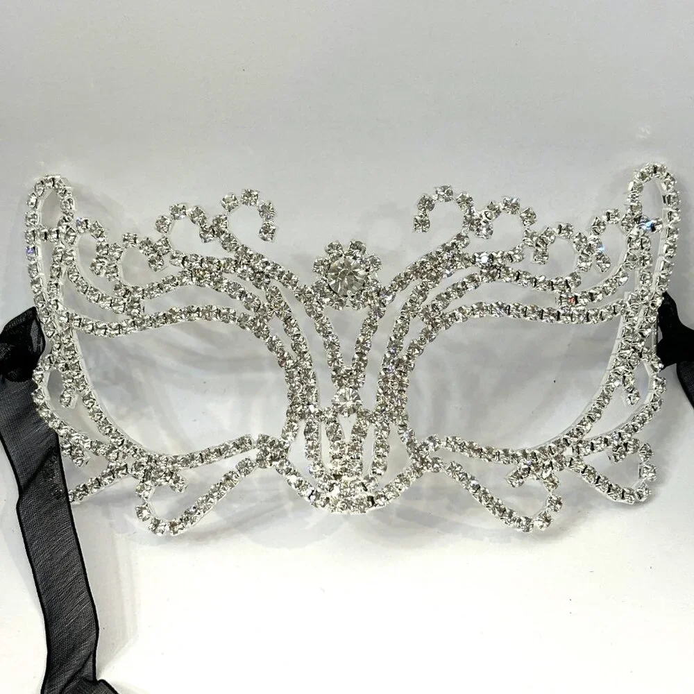 Rhinestone Jeweled Metal Harlequin Facemask NWT NOS